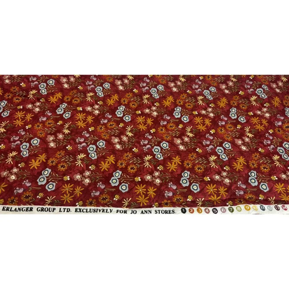 Vintage Jo-Ann Floral Bees Cotton Fabric 28